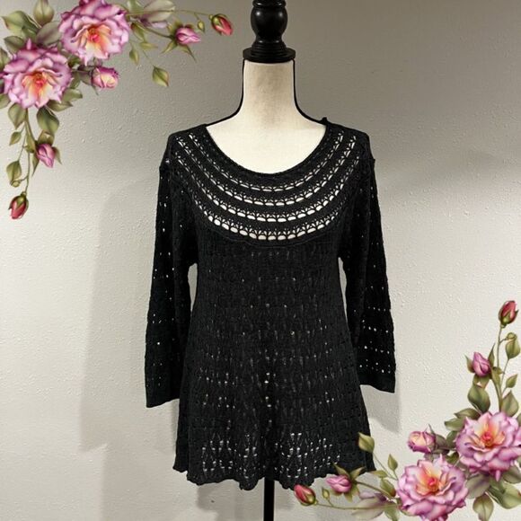 Open knit charcoal color sweater - Picture 1 of 13